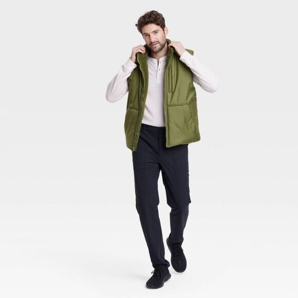 All In Motion -  Men's Puffer Vest Sleeveless Jacket  Green - Picture 3 of 3